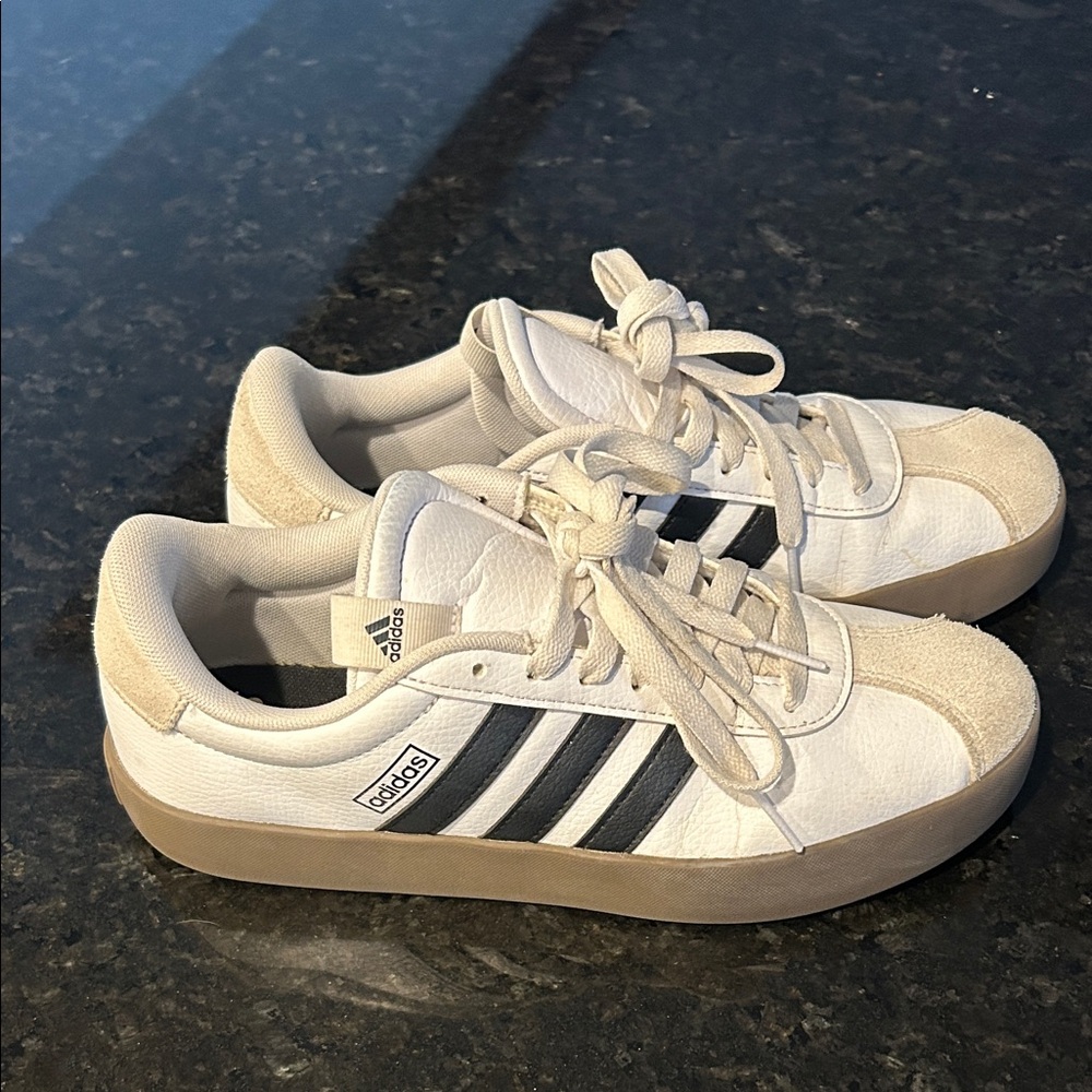 adidas Women's White Black Tan Sneakers